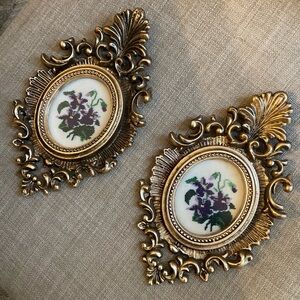 Pair of Vintage framed needlepoint art